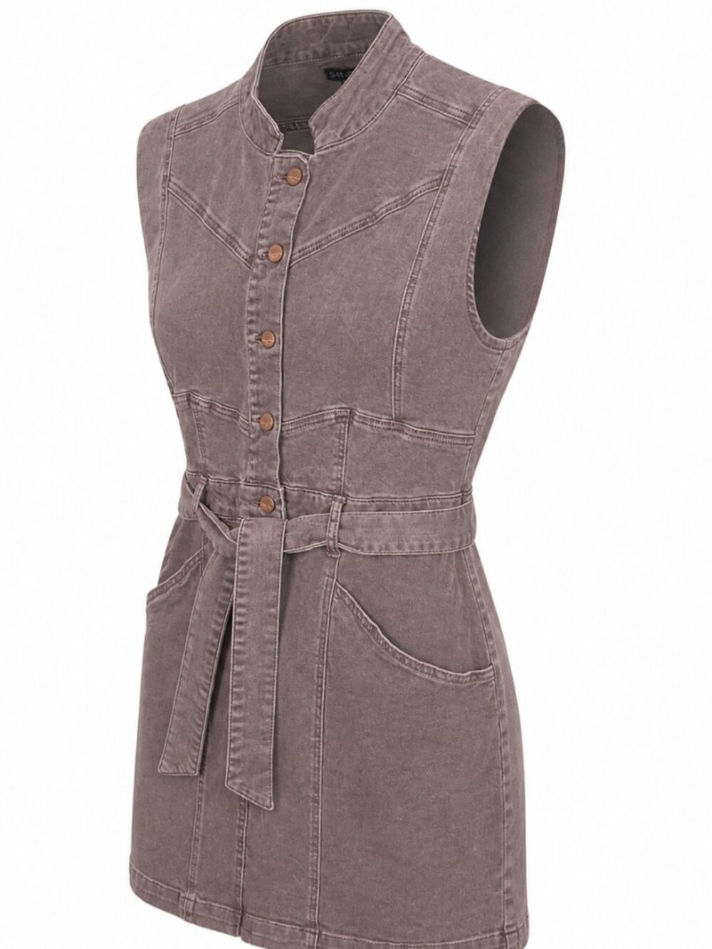 Dear John washed purple utility dress XL belted sleeveless denim shirt cotton bl